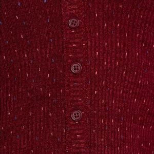 Ribbed Cardigan-Burgundy Red